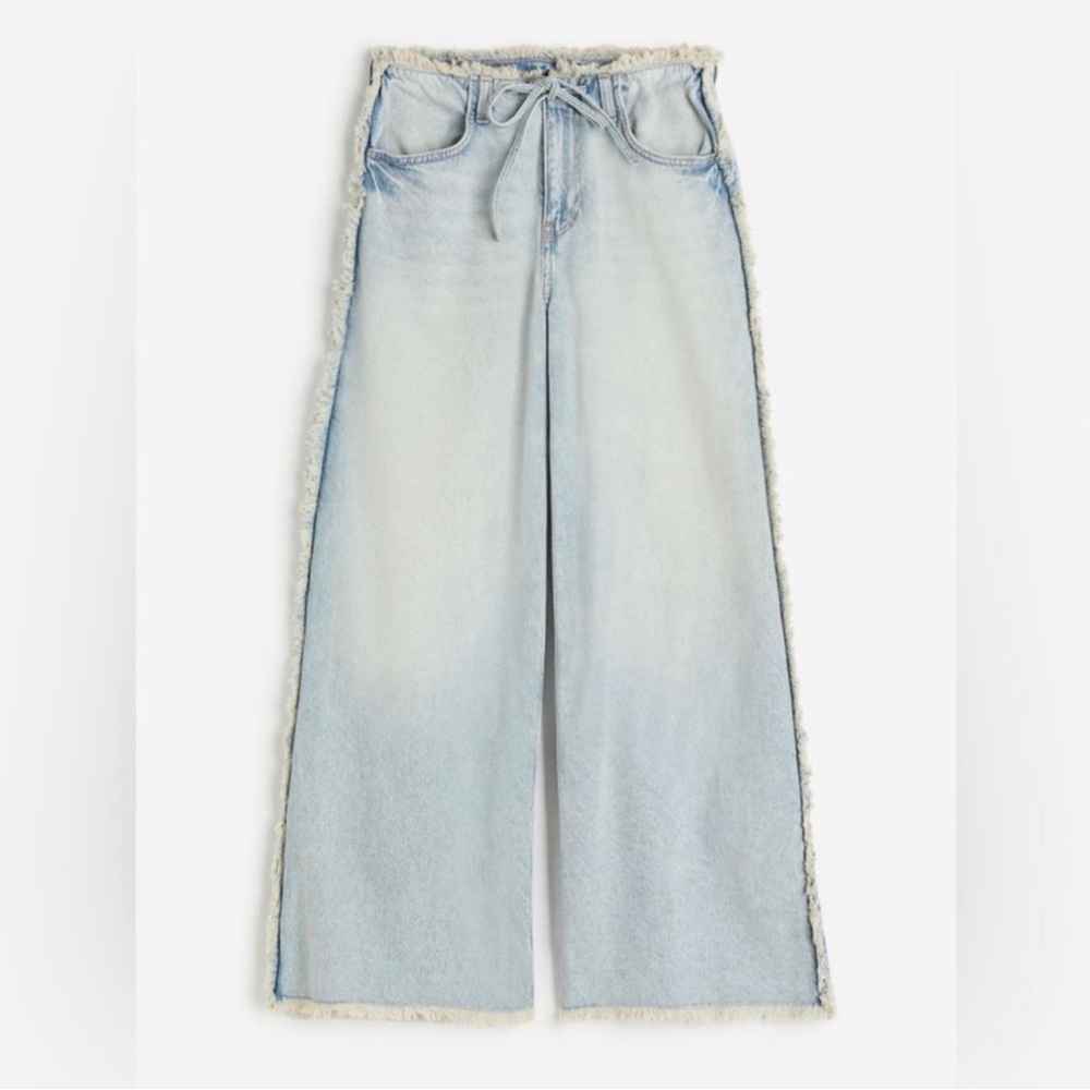 Baggy Regular Jeans with Fringe Detail